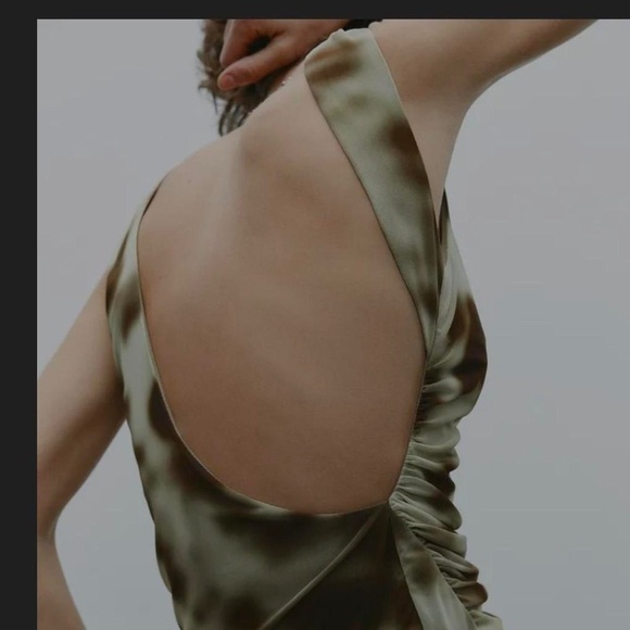 Zara Brown and Cream Halter Maxi Dress - Picture 2 of 5